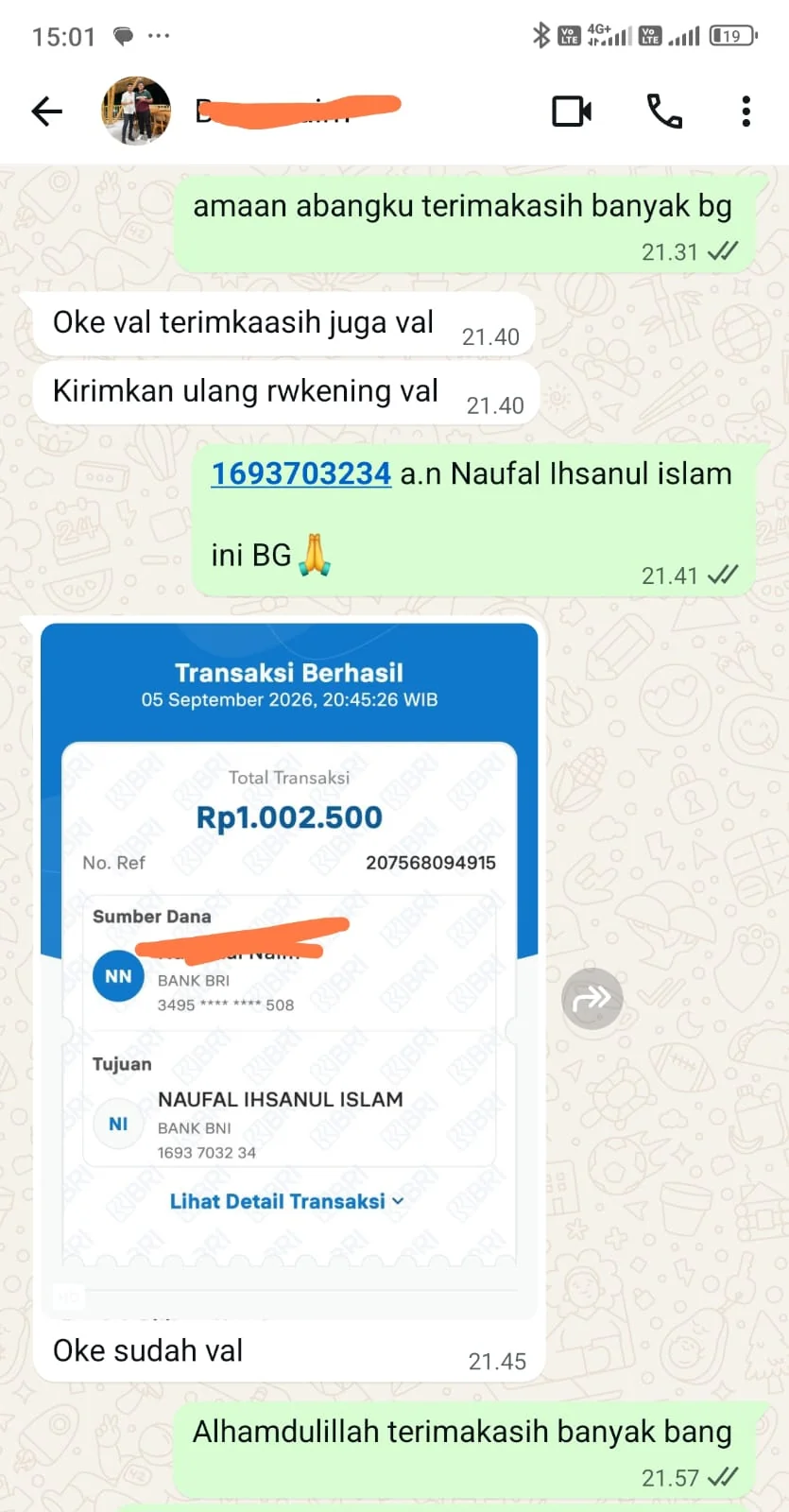 Bukti transfer Pembuatan Website Bisnis